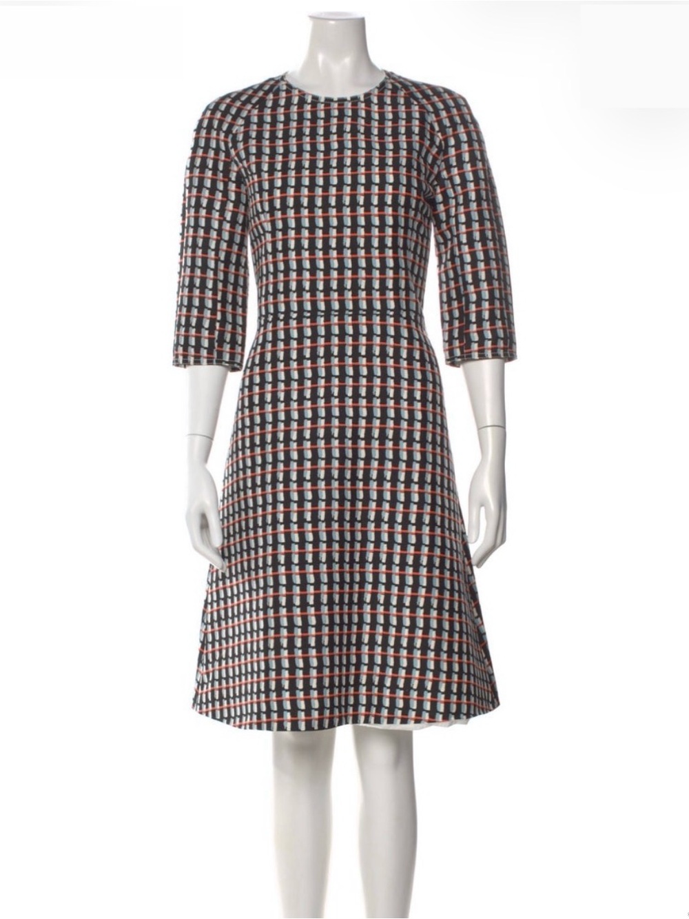 Marni Navy, White & Red Check A-Line Mini Dress
